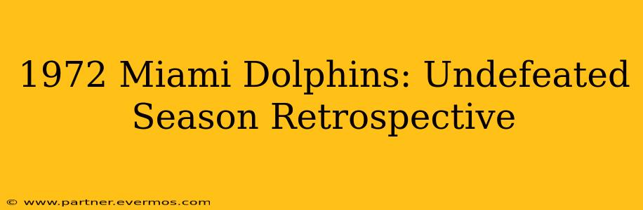 1972 Miami Dolphins: Undefeated Season Retrospective