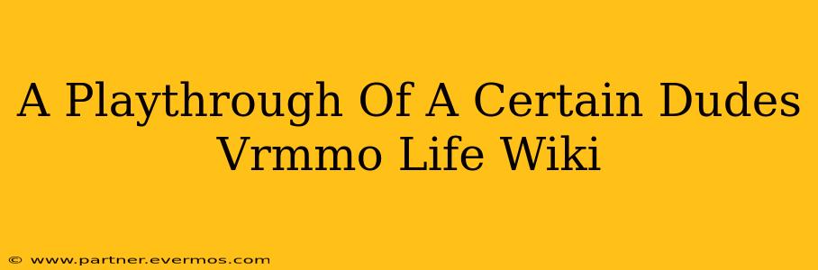 A Playthrough Of A Certain Dudes Vrmmo Life Wiki