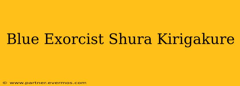 Blue Exorcist Shura Kirigakure