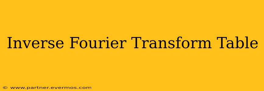Inverse Fourier Transform Table
