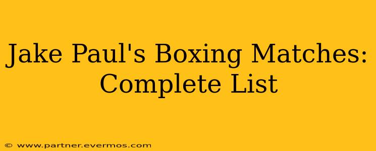 Jake Paul's Boxing Matches: Complete List