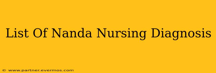 List Of Nanda Nursing Diagnosis