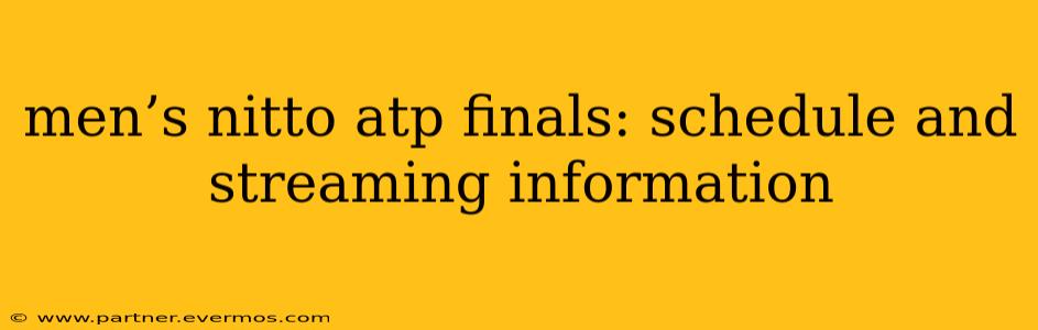 men’s nitto atp finals: schedule and streaming information