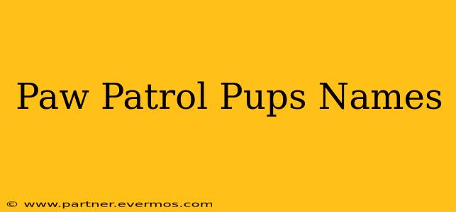 Paw Patrol Pups Names