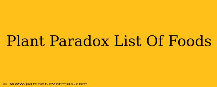 Plant Paradox List Of Foods